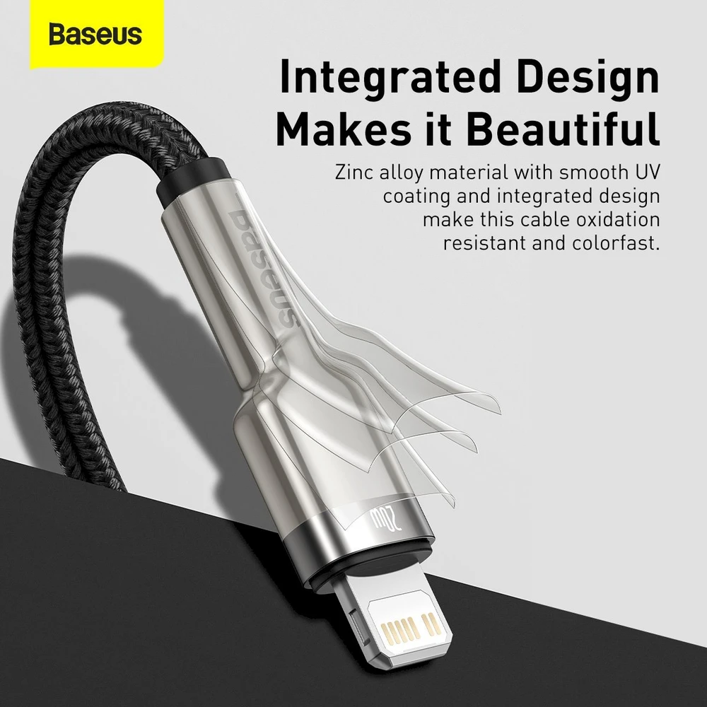 Baseus Cafule USB-C į Lightning kabelis PD 20W 1m - Juodas