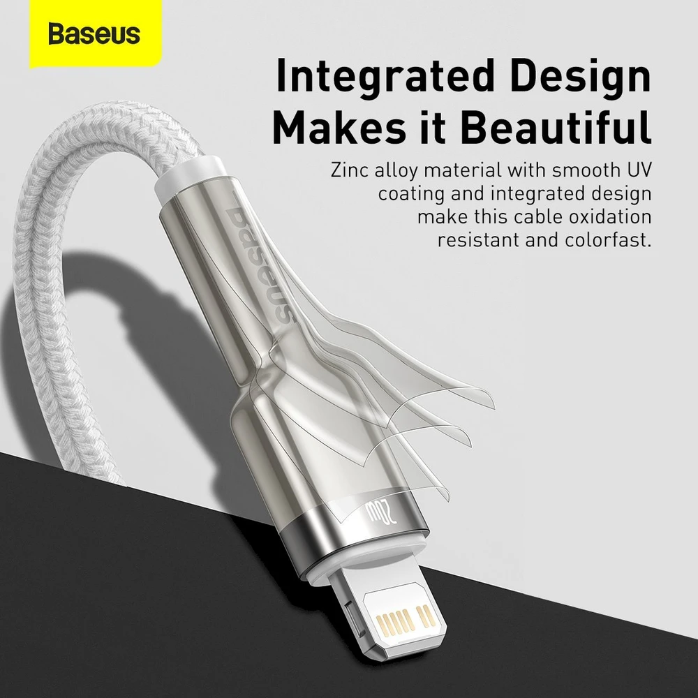 Baseus Cafule USB-C į Lightning kabelis PD 20W 2m - Baltas