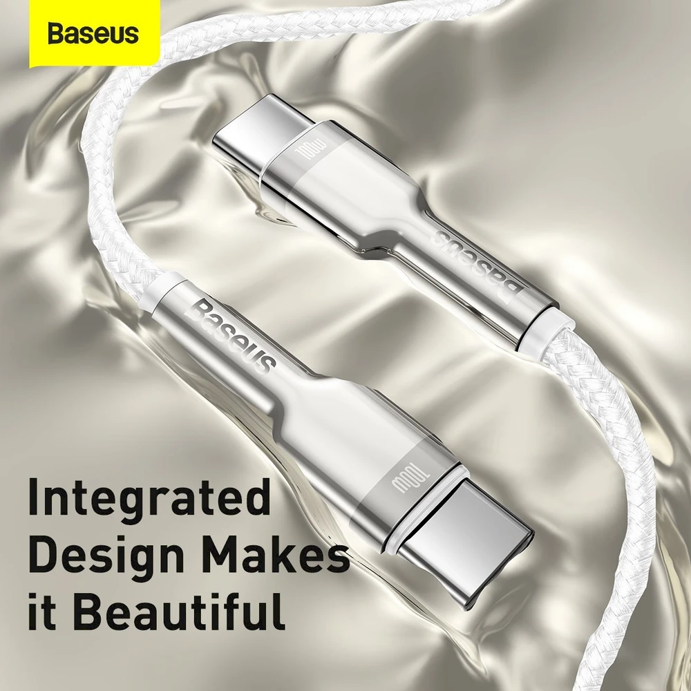 Baseus Cafule USB-C - USB-C laidas 100W 1m - Baltas