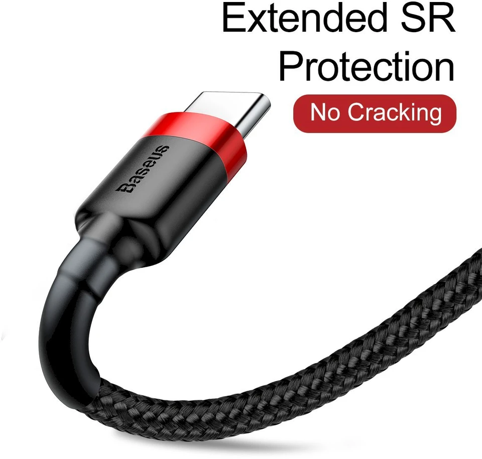 Baseus Cafule USB-C kabelius 2A 3m - Juodas / Raudonas