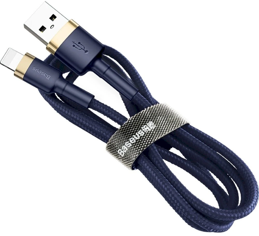 Baseus Cafule Lightning kabelis 2.4A 1m - Auksinis / Tamsiai mėlynas