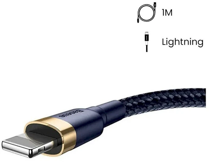 Baseus Cafule Lightning kabelis 2.4A 1m - Auksinis / Tamsiai mėlynas