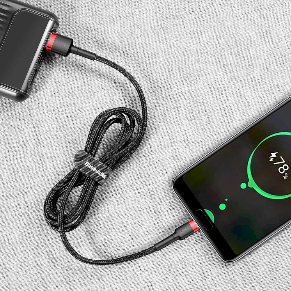 Baseus Cafule kabelis USB-C 3A 0.5m - Juodas / Raudonas