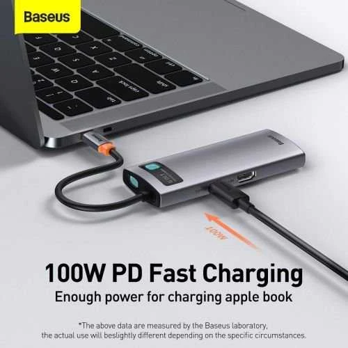 Baseus Metal Gleam serijos 6in1 šakotuvas USB-C - 3x USB 3.0 HDMI USB-C PD Ethernet RJ45