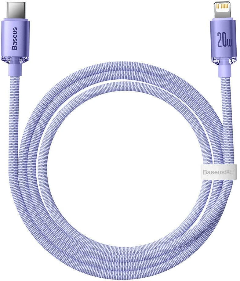 Baseus Crystal Shine USB-C – Lightning laidas 20W PD 1.2m – Violetinis