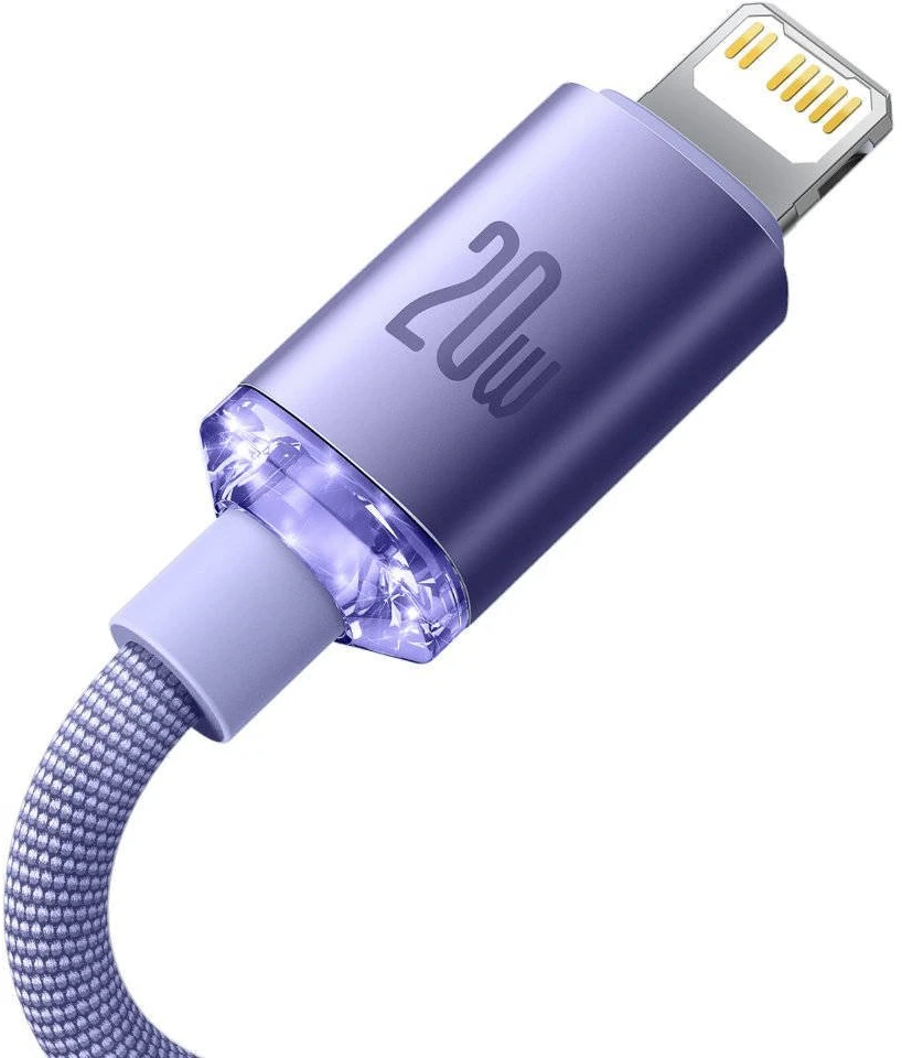 Baseus Crystal Shine USB-C – Lightning laidas 20W PD 1.2m – Violetinis