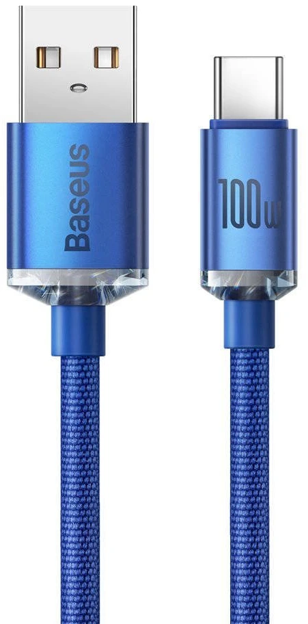 Baseus Crystal Shine kabelis USB - USB-C 5A 100W 1.2m mėlynas