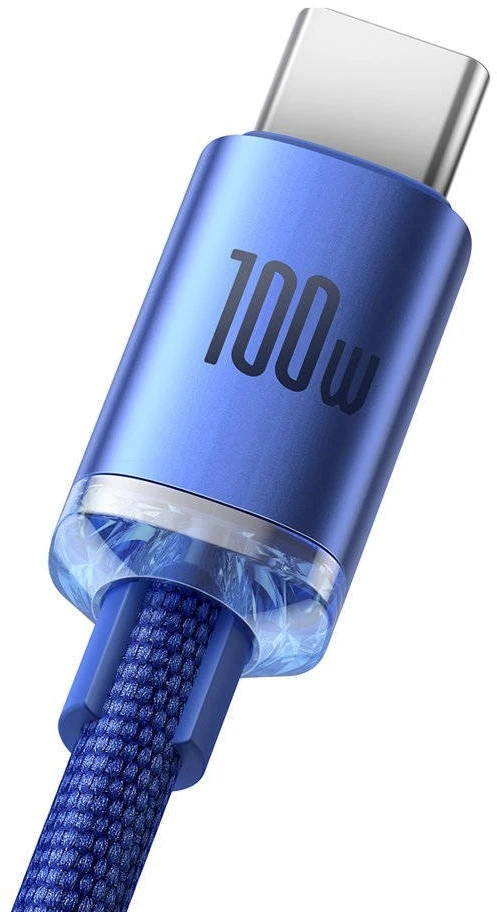 Baseus Crystal Shine kabelis USB - USB-C 5A 100W 1.2m mėlynas