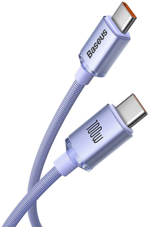 Baseus Crystal Shine USB-C – USB-C laidas 100W 1.2 m – Violetinis