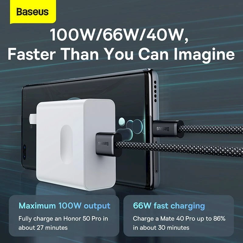 Baseus Dynamic Series USB - USB-C kabelis 100W 1m - Pilkas