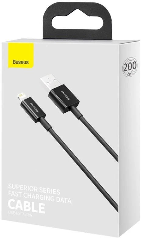 Baseus CALYS-C01 Superior Fast Charging Data Cable USB-Lightning 2.4A 2m / juodas (Pažeista pakuotė)