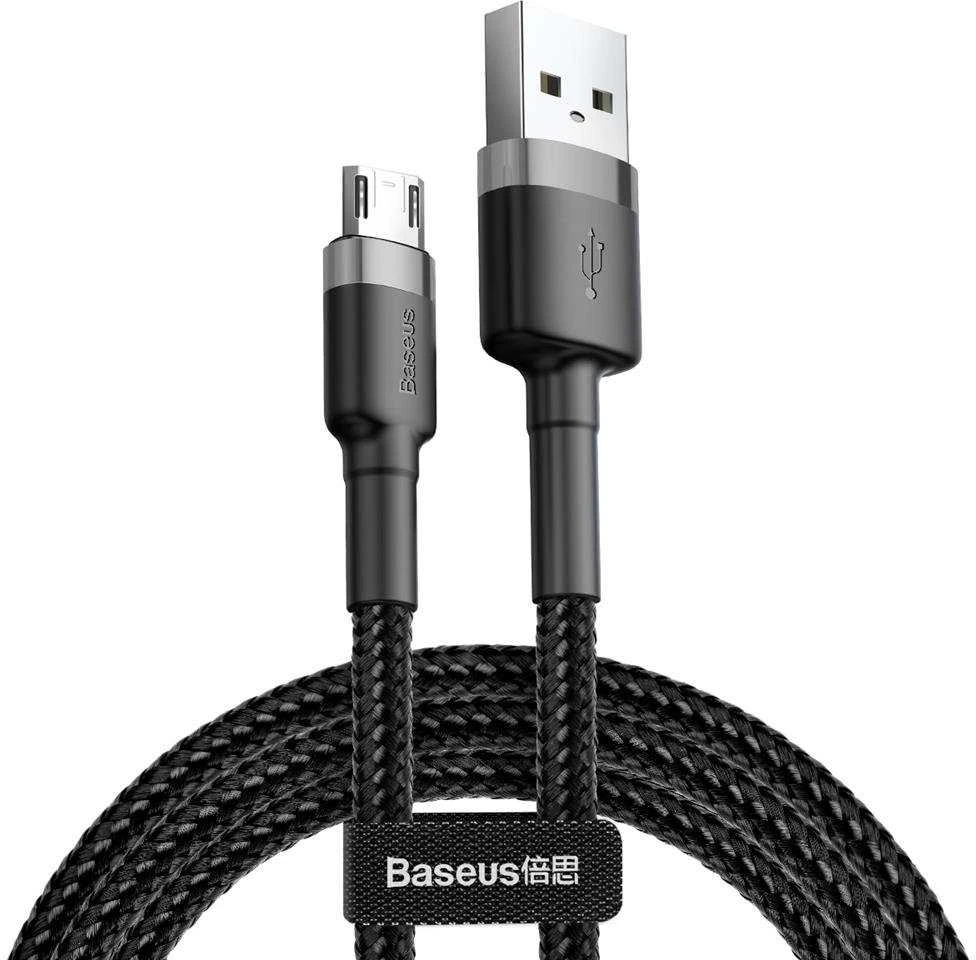 Baseus Cafule Micro USB kabelis 2.4A 0.5m - Pilkas / Juodas