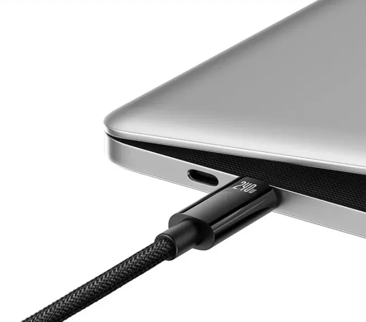 USB-C į USB-C laidas Baseus Tungsten Gold 240W 1m - juodas