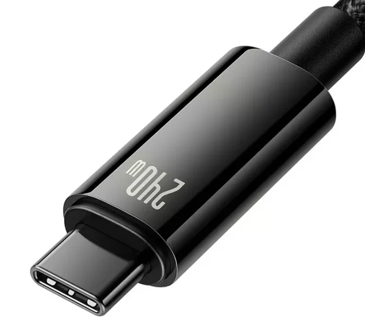 USB-C į USB-C laidas Baseus Tungsten Gold 240W 1m - juodas