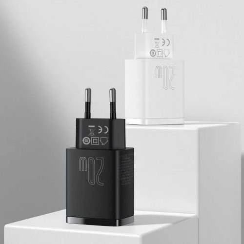 Įkroviklis Baseus Compact Quick Charger 20W USB-C/USB-A baltas CCXJ-B02