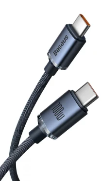 Baseus Crystal USB-C - USB-C laidas 100W 2m - Juodas