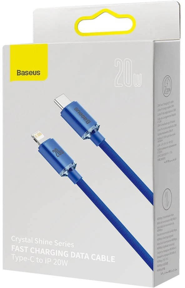 Baseus Crystal USB-C – Lightning laidas 20W 1.2m – Mėlynas