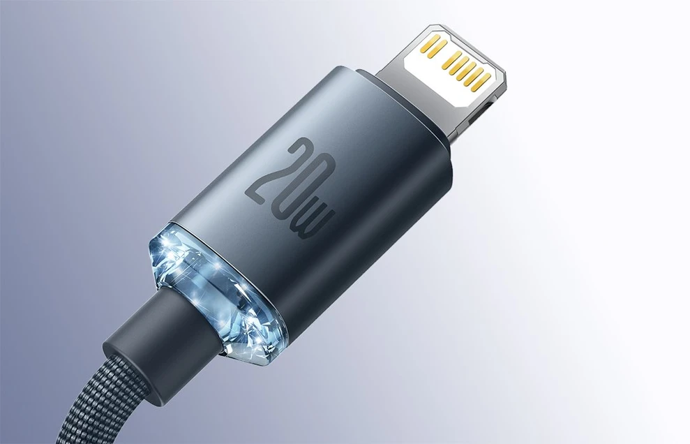 Baseus Crystal Shine USB-C į Lightning jungties laidas, 20W, PD, 2m juodos spalvos