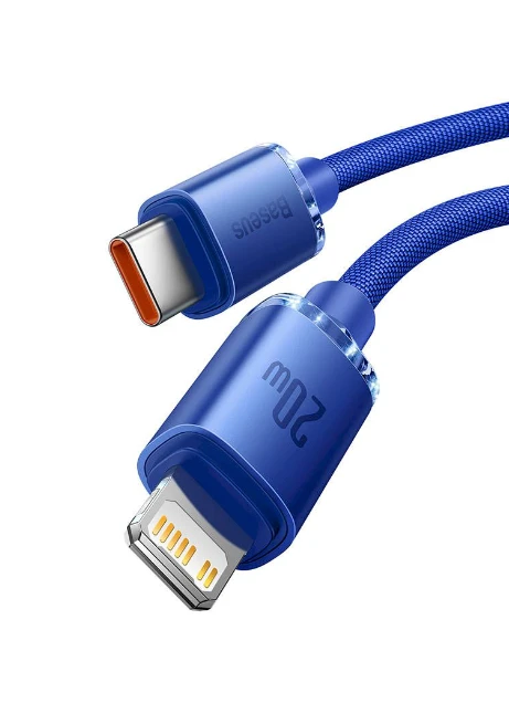 Baseus laidas Crystal Shine USB-C – Lightning 2,0 m 20W mėlynas