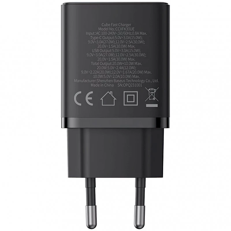 Baseus Cube Pro 30W USB-C USB-A - juoda