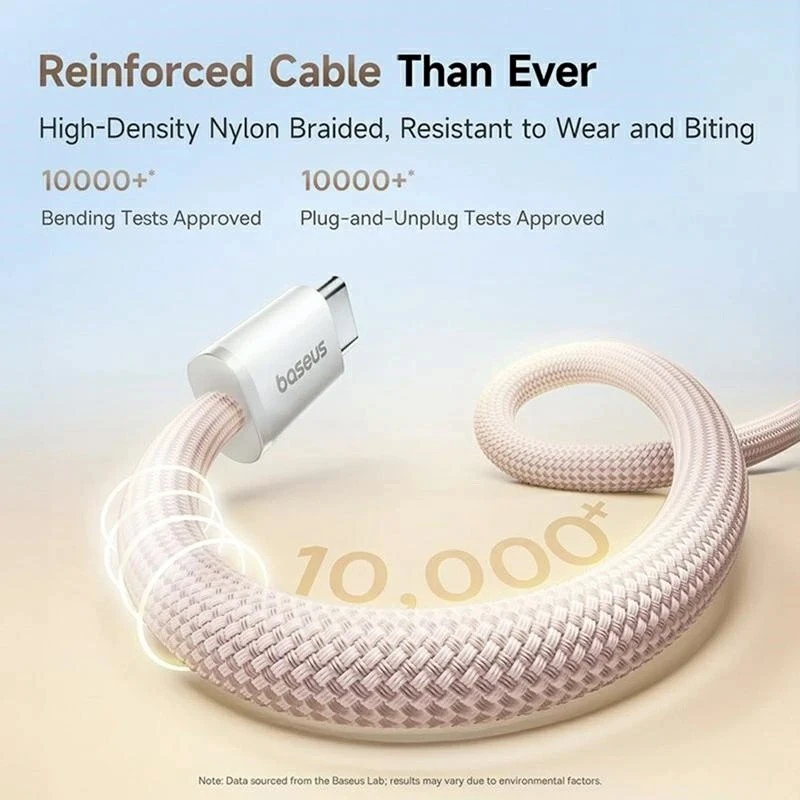 „Baseus Dynamic 4 Pro“ serijos duomenų kabelis USB-C – USB-C 100W 1m, kūdikių rožinė