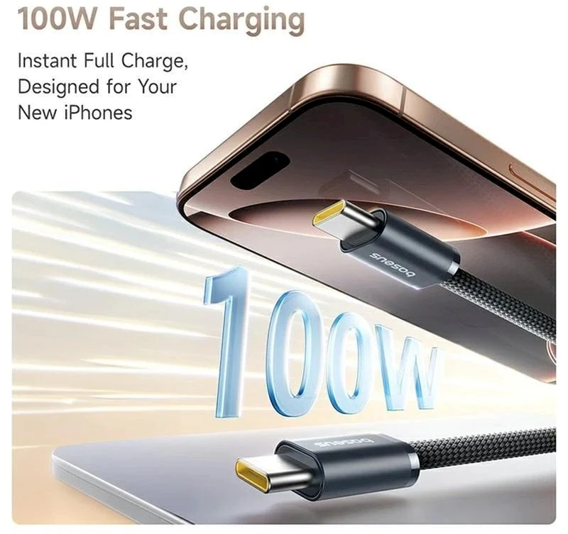 Baseus Dynamic 4 Pro Fast USB-C kabelis - USB-C 100W 1m - Juodas