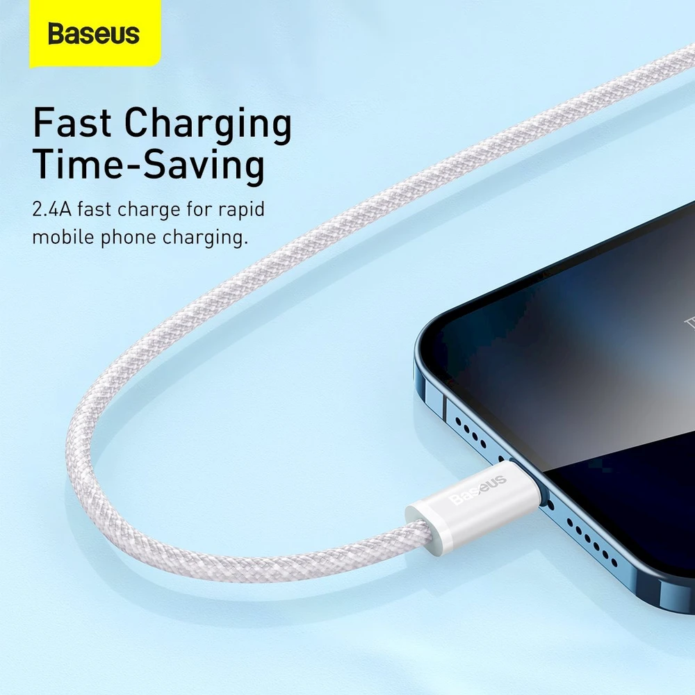 „Baseus Base Dynamic USB - Lightning“ laidas 2.4A 1m - Baltas