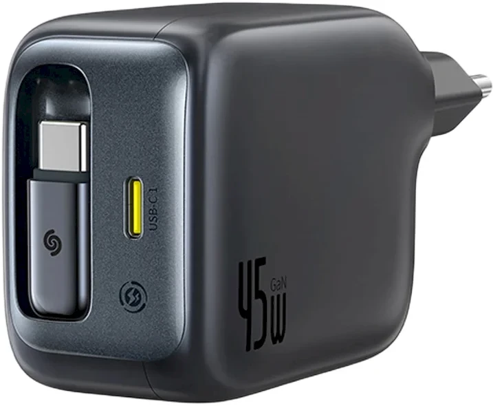 Baseus „EnerCore CJ11 45W su USB-C prievadu ir ištraukiamu USB-C laidu“ – juoda