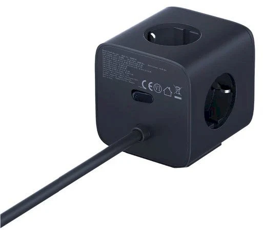 Baseus EnerFill FA11 67W Power Strip, USB-A + USB-C Cube + 3 x EU Socket 1.5m – juodos spalvos