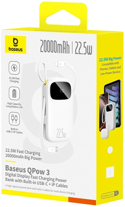Baseus EnerFill FC31 20000 mAh USB-C Lightning 22.5W balta