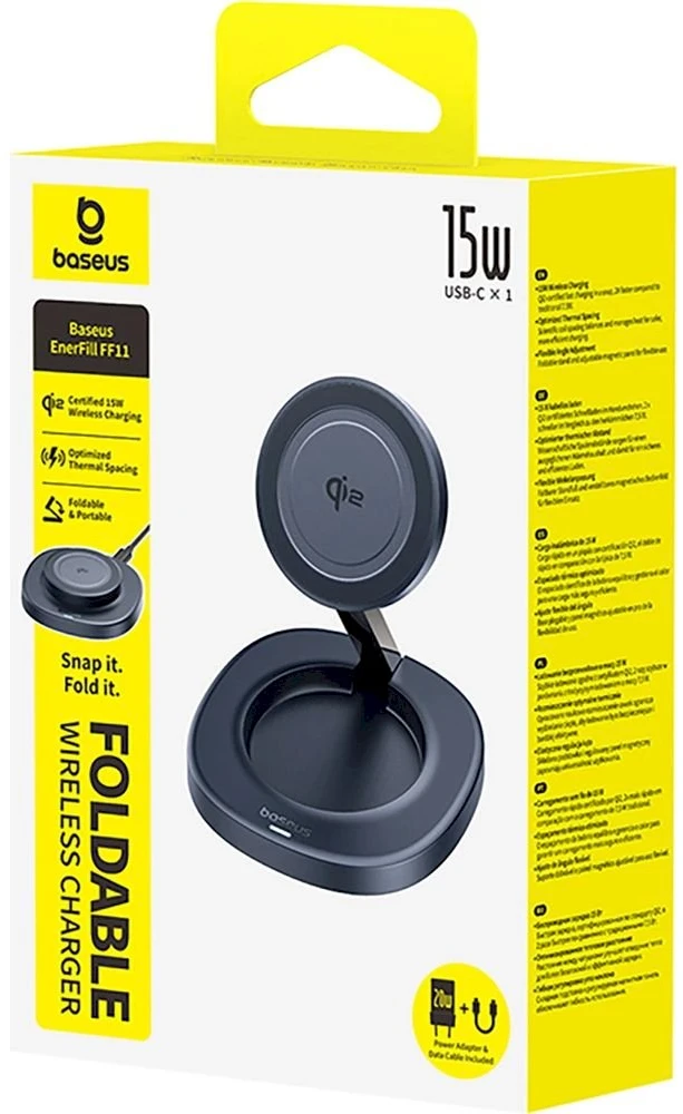Baseus „EnerFill FF11“ 15 W sulankstomas akumuliatorius su 20 W sieniniu įkrovikliu ir 1 m USB-C laidu - juoda