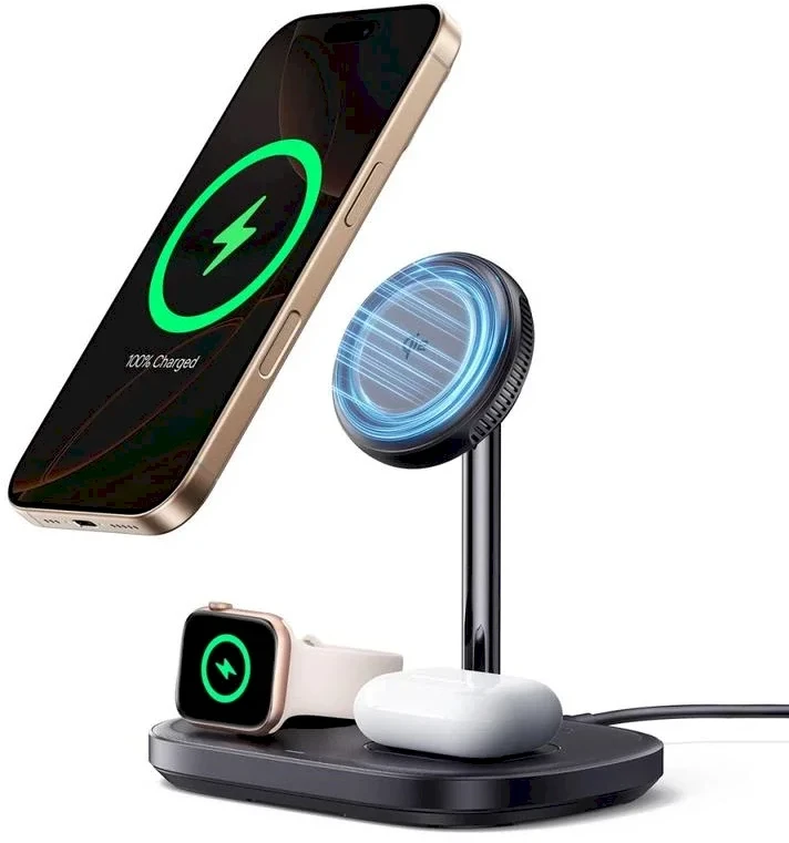 „Baseus EnerFill FS41 3in1“ aušinamas nešiojamas įkroviklis su ES kištuku, 45 W, USB-C į USB-C laidu - juodas
