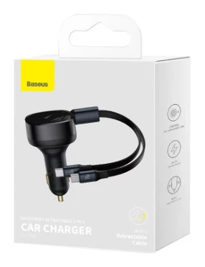 Automobilinis įkroviklis Baseus Enjoyment su kabeliu USB-C, 33W (juodas)