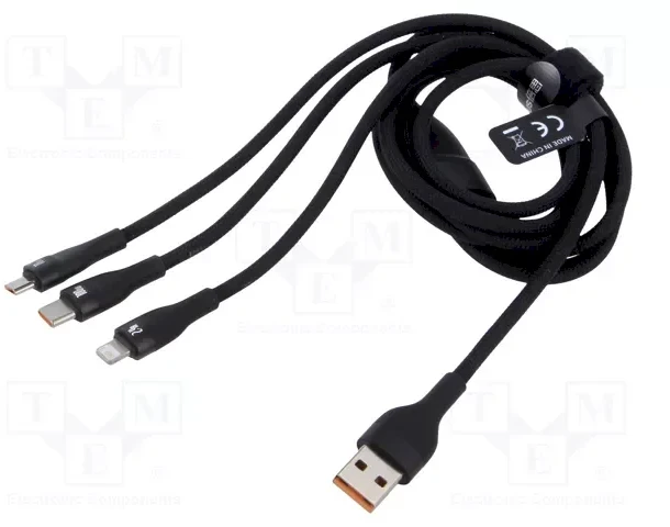 Baseus Flash Series 3in1 USB laidas USB-C + micro USB + Lightning 100W 1.2m – Juodas