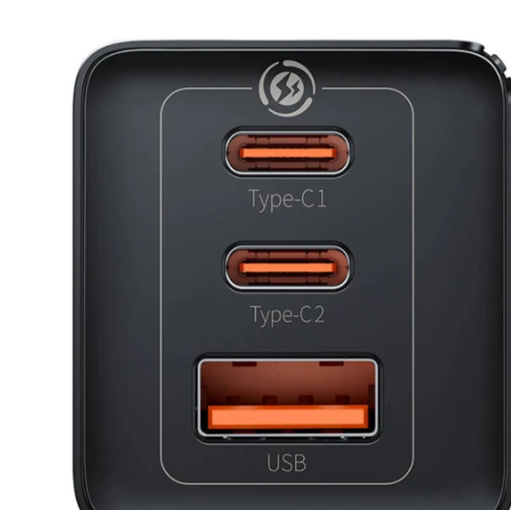 Baseus GaN5 Pro sieninis įkroviklis 2xUSB-C + USB 65W Juodas