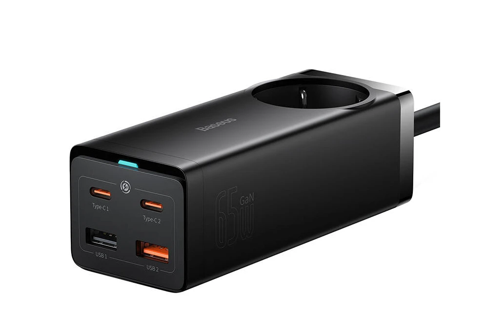 Įkroviklis Baseus GaN3 Pro Desktop Powerstrip AC/2xType-C/2xUSB 65W juodas PSZM000901