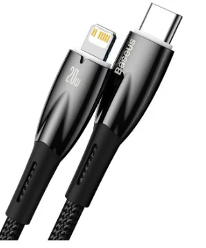 USB-C laidas, skirtas Lightning Baseus Glimmer Series, 20W, 2m (juodas)