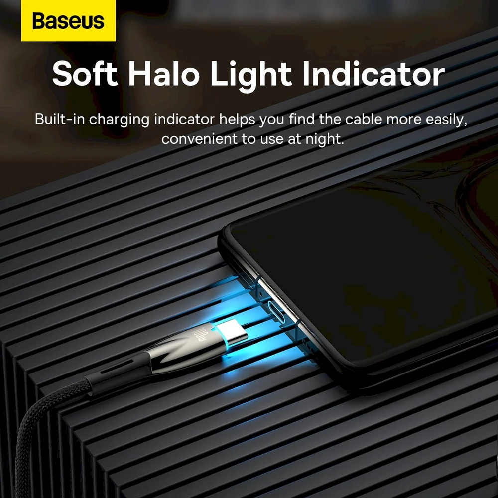 USB laidas, skirtas USB-C Baseus Glimmer serijai, 100 W, 1 m (juodas)