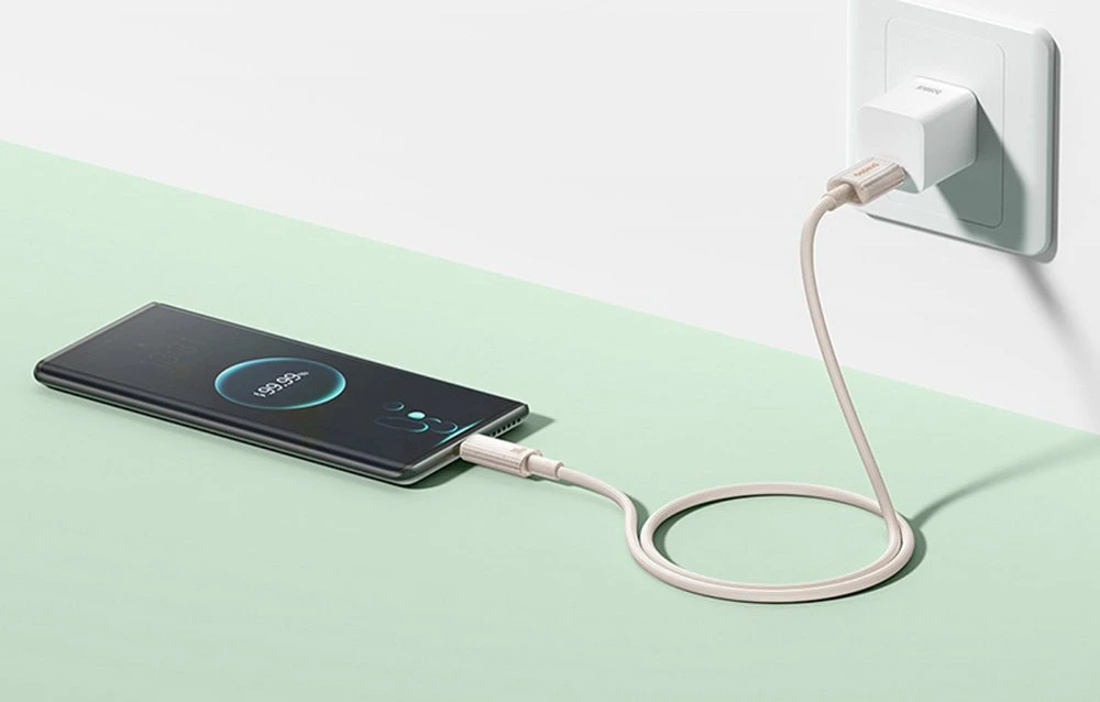 Greito įkrovimo kabelis Baseus USB į USB-C Habitat Series 1m 100W (rožinis)