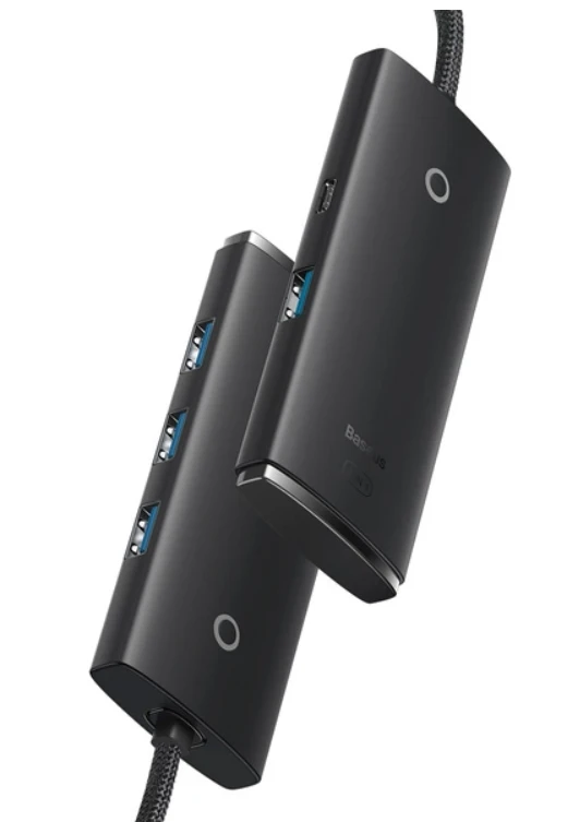 Baseus Šakotuvas USB-A 4 prievadų (USB 3.0) 25cm, juodas