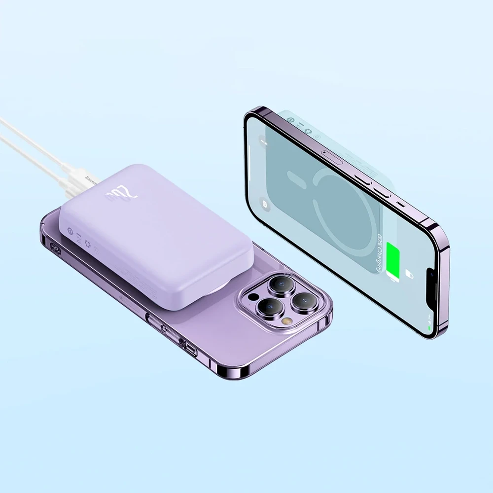 Baseus Magnetic Mini Power Bank 10000mAh 20W MagSafe / violetinė