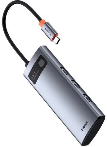 Baseus Metal Gleam Series 7-in-1 USB-C HUB Docking Station Kosminė pilka