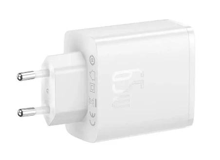 Sieninis įkroviklis Baseus OS-Cube Pro 2xUSB-C + USB, 65W (baltas)