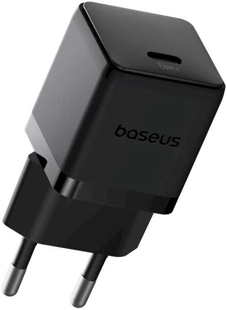 Baseus Sieninis įkroviklis Palm 30W USB-C QC3.0 PD3.0 su USB-C kabeliu 1m, juodas