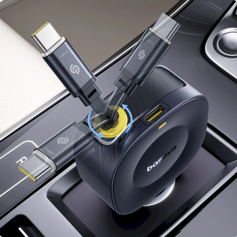 „Baseus PrimeTrip VR2“ 30 W su ištraukiamu USB-C laidu - juoda