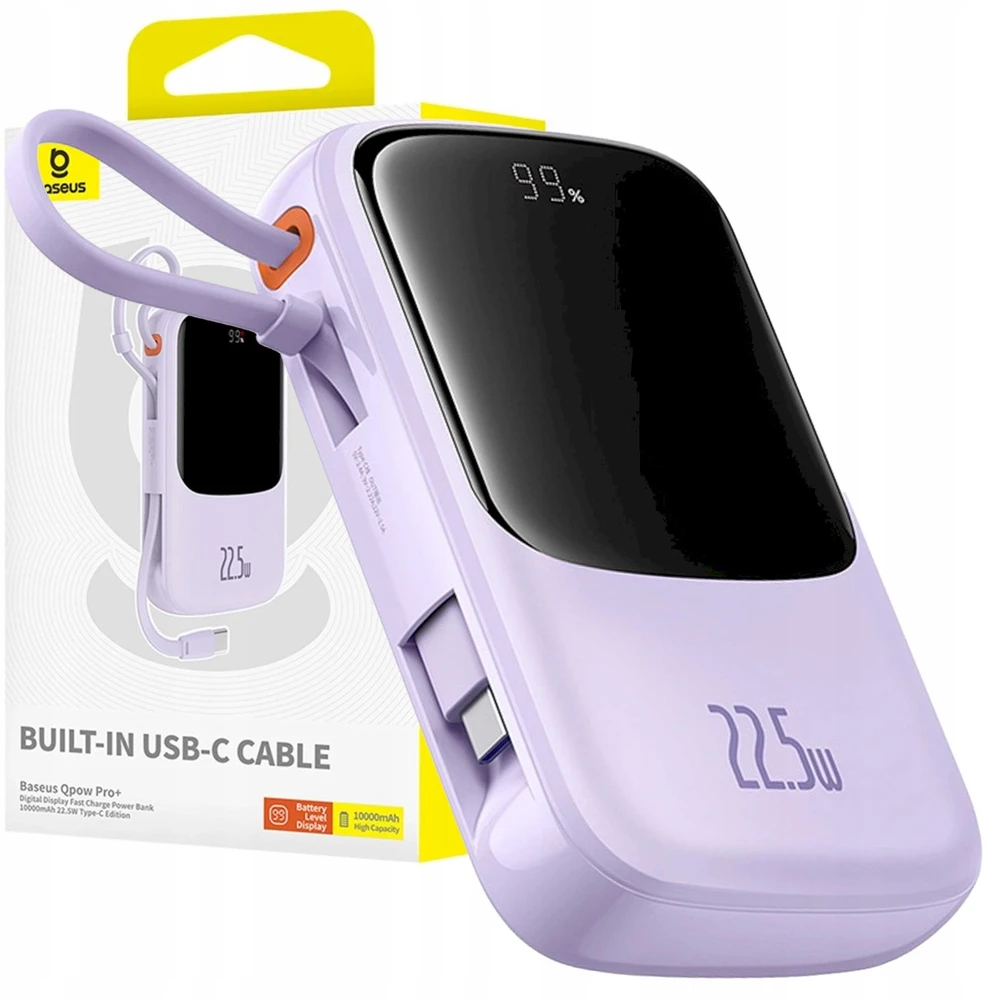 Baseus Qpow Pro+ 10000 mAh 22.5W violetinė