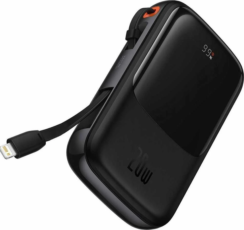 Powerbank 10000mAh 20W Baseus Qpow Pro Overseas Edition + USB C 3A kabelis - juodos spalvos