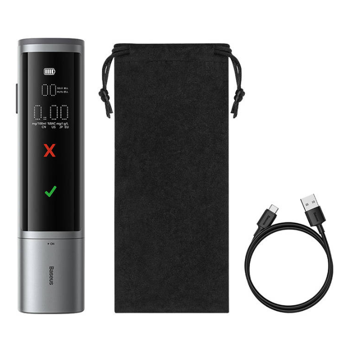 Baseus SafeJourney Pro elektroninis alkotesteris bekontaktis (pilkas)