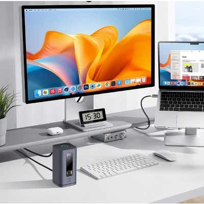 „Baseus Spacemate USB-C 11w1“ | 3x HDMI@60Hz | 2x USB-A 10Gb/s | 1x USB-C 10Gb/s | RJ45 | 2x USB-A | 1x USB-C (PD) | 1x minijungtis 3,5 mm, pilka