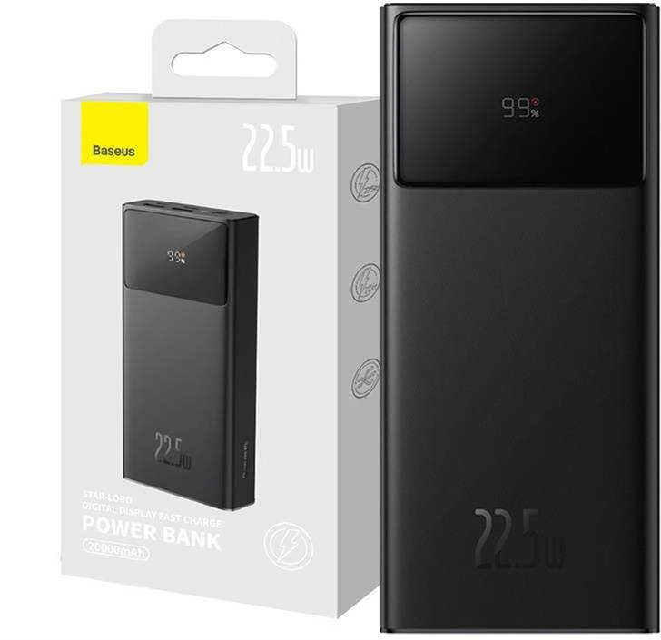 LiPo išorinis akumuliatorius (Powerbank) 20000mAh 22.5W su PD3.0 QC3.0 2xUSB + USB C Star-lord juodas BASEUS